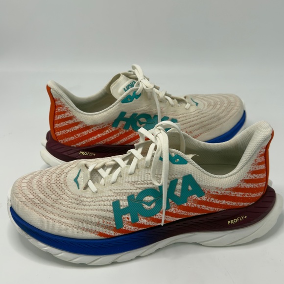 Hoka Cream and Blue Athletic Shoes - Picture 6 of 15